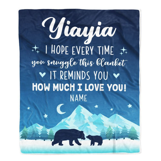 Personalized To My Yiayia Blanket From Kids I Hope Every Time Bear Blanket, Mother's Day Blanket, Presents For Her