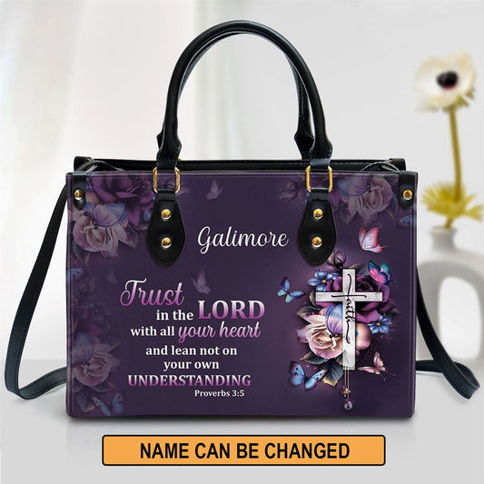 Personalized Trust In The Lord With All Your Heart Leather Bag, Christian Pu Leather Bags For Women