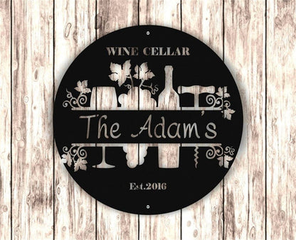 Personalized Wine Cellar Metal Sign, Metal Wall Sign, Bar Wall Sign, Metal Wall Art, Bar Decor