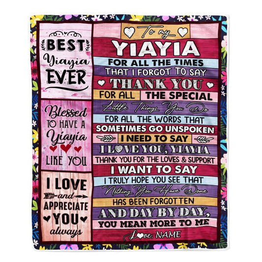Personalized Yiayia Blanket From Granddaughter Grandson Thank You For The Love Blanket, Mother's Day Blanket, Presents For Her