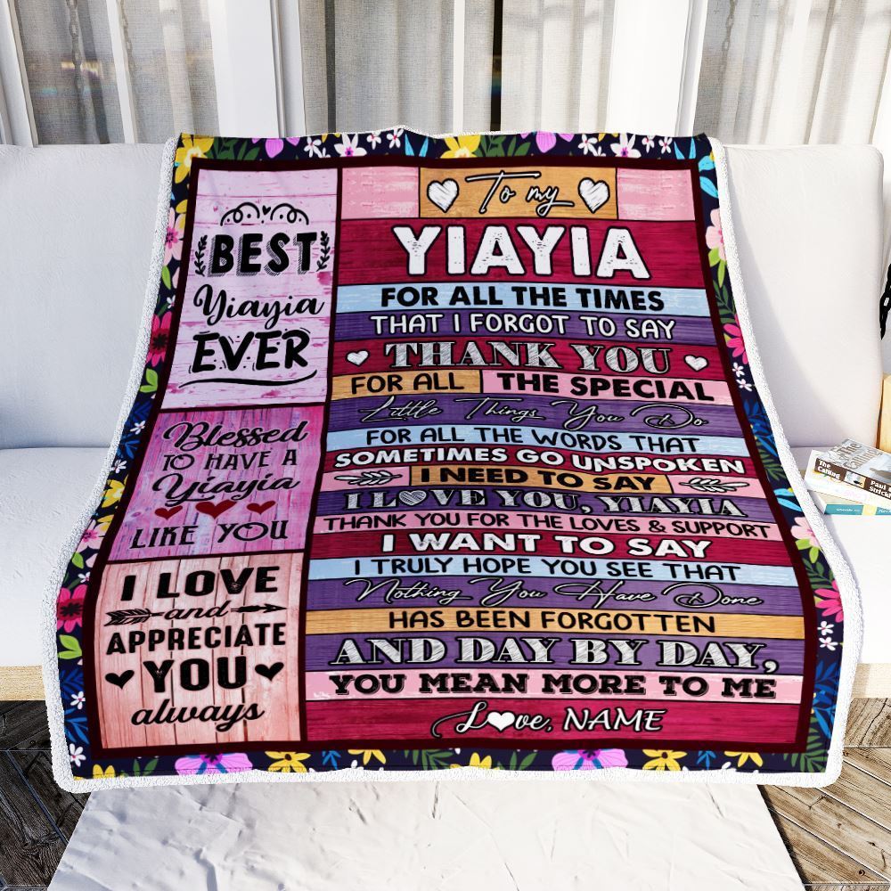 Personalized Yiayia Blanket From Granddaughter Grandson Thank You For The Love Blanket, Mother's Day Blanket, Presents For Her