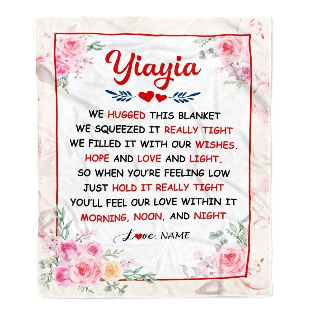 Personalized Yiayia Blanket From Grandkids Granddaughter Grandson We Hugged This Blanket, Mother's Day Blanket, Presents For Her