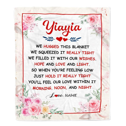 Personalized Yiayia Blanket From Grandkids Granddaughter Grandson We Hugged This Blanket, Mother's Day Blanket, Presents For Her