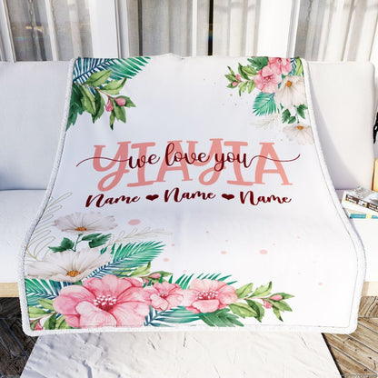 Personalized Yiayia Blanket From Grandkids Granddaughter Grandson We Love You Blanket, Mother's Day Blanket, Presents For Her