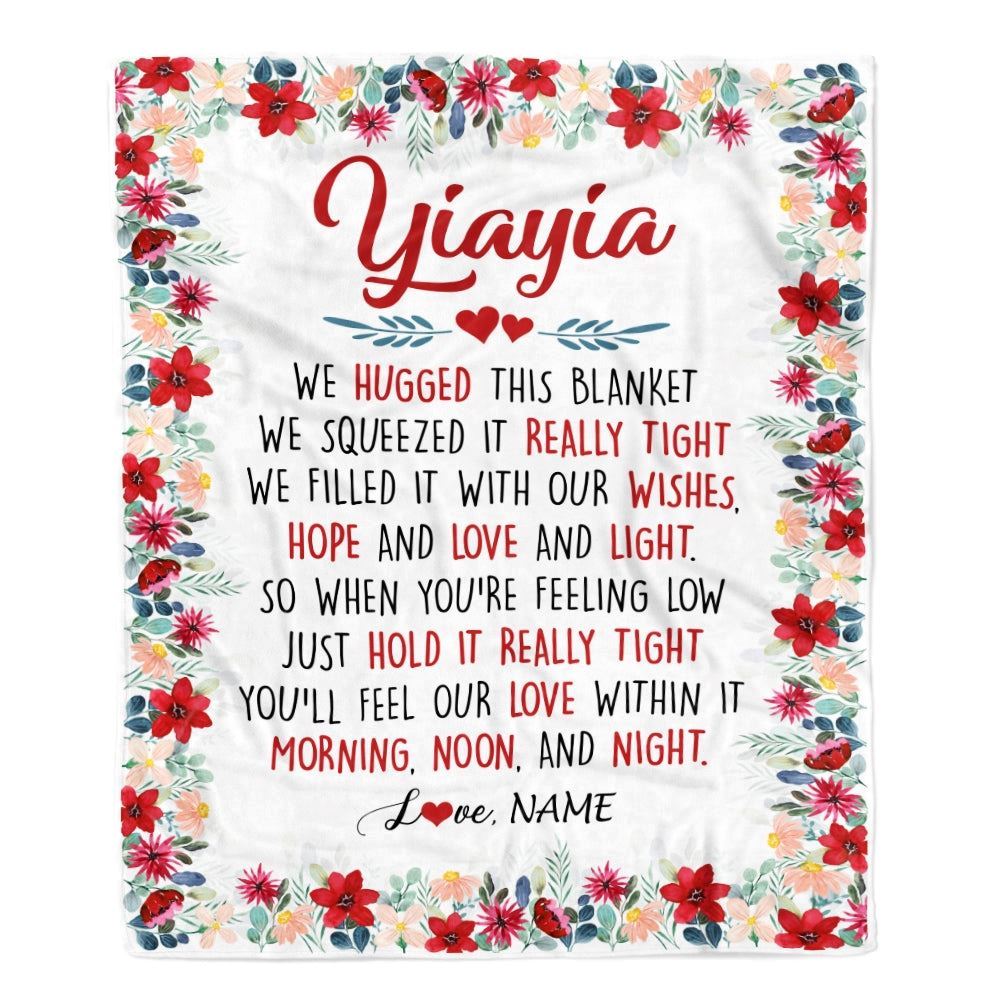 Personalized Yiayia Blanket From Grandkids Grandson Granddaughter We Hugged This Blanket, Mother's Day Blanket, Presents For Her