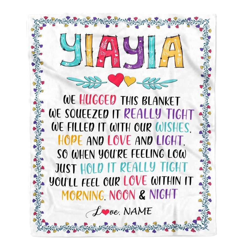 Personalized Yiayia Blanket From Grandkids We Hugged This Blanket, Mother's Day Blanket, Presents For Her
