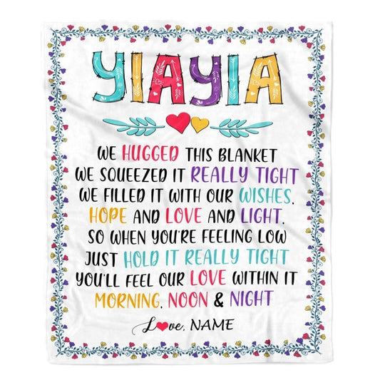 Personalized Yiayia Blanket From Grandkids We Hugged This Blanket, Mother's Day Blanket, Presents For Her