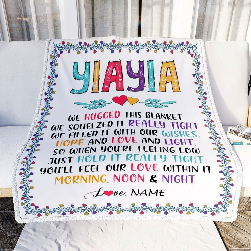 Personalized Yiayia Blanket From Grandkids We Hugged This Blanket, Mother's Day Blanket, Presents For Her