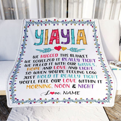 Personalized Yiayia Blanket From Grandkids We Hugged This Blanket, Mother's Day Blanket, Presents For Her