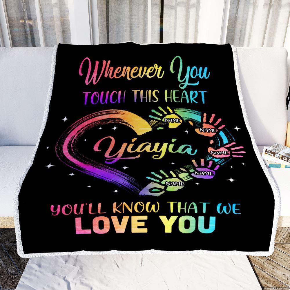 Personalized Yiayia Blankets From Grandkids Granddaughter Grandson We Love You Blanket, Mother's Day Blanket, Presents For Her