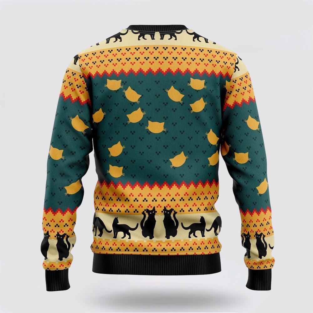 Pet Cat Sweater, Black Cat 3D Ugly Christmas Sweater, Gift For Cat Love, Cat Crewneck Sweater, Winter Fashion