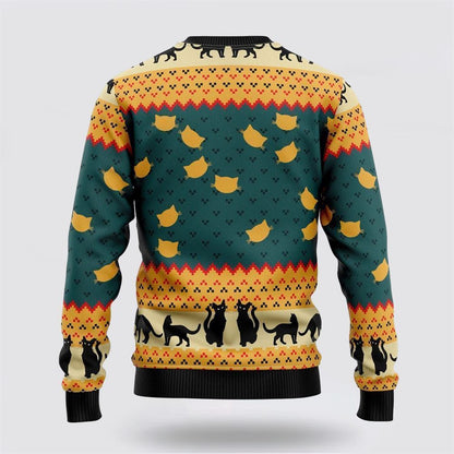 Pet Cat Sweater, Black Cat 3D Ugly Christmas Sweater, Gift For Cat Love, Cat Crewneck Sweater, Winter Fashion