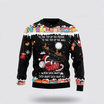 Pet Cat Sweater, Black Cat Sleigh Christmas Ugly Christmas Sweater, Gift For Cat Love, Cat Crewneck Sweater, Winter Fashion
