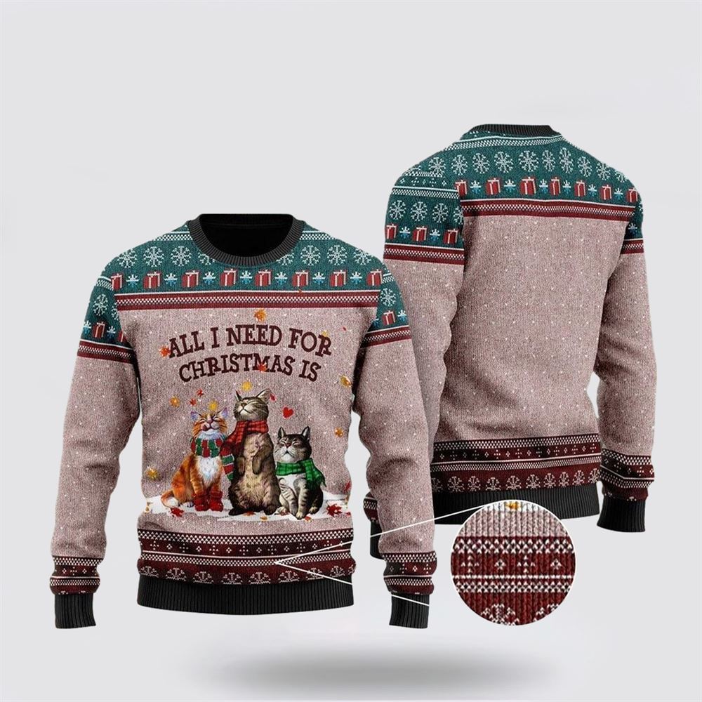 Pet Cat Sweater, Black Cat Ugly Funny Family Ugly Christmas Sweater, Gift For Cat Love, Cat Crewneck Sweater, Winter Fashion