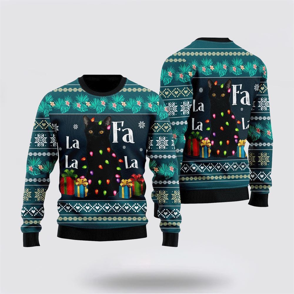 Pet Cat Sweater, Black Cats Ugly Christmas Sweater, Gift For Cat Love, Cat Crewneck Sweater, Winter Fashion
