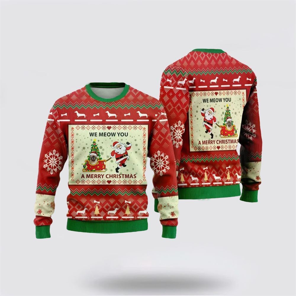 Pet Cat Sweater, Burmese Cats Ugly Christmas Sweater, Gift For Cat Love, Cat Crewneck Sweater, Winter Fashion