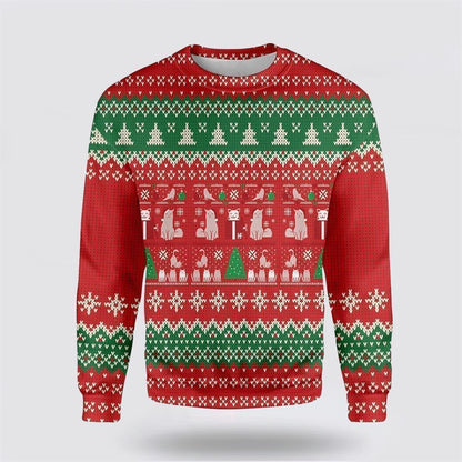 Pet Cat Sweater, Cat Christmas Present Ugly Christmas Sweater, Gift For Cat Love, Cat Crewneck Sweater, Winter Fashion