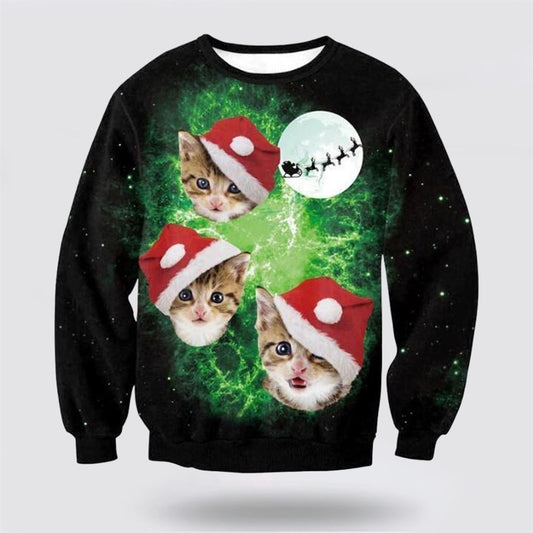 Pet Cat Sweater, Cat Christmas Ugly Christmas Sweater, Gift For Cat Love, Cat Crewneck Sweater, Winter Fashion