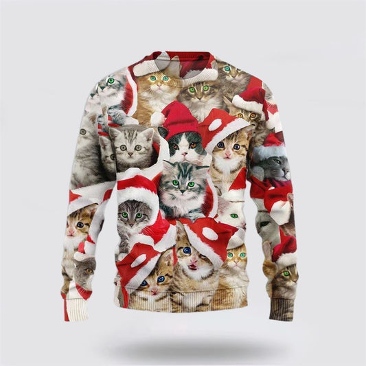 Pet Cat Sweater, Cat Christmats Ugly Christmas Sweater, Gift For Cat Love, Cat Crewneck Sweater, Winter Fashion