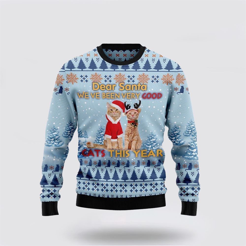 Pet Cat Sweater, Cat Dear Santa Ugly Christmas Sweater, Gift For Cat Love, Cat Crewneck Sweater, Winter Fashion