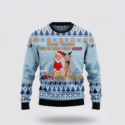 Pet Cat Sweater, Cat Dear Santa Ugly Christmas Sweater, Gift For Cat Love, Cat Crewneck Sweater, Winter Fashion