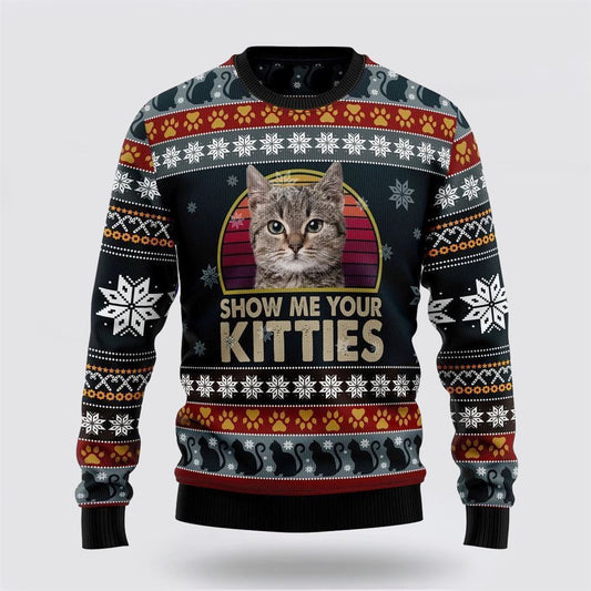 Pet Cat Sweater, Cat Keep It Classy For Christmas Ugly Christmas Sweater, Gift For Cat Love, Cat Crewneck Sweater, Winter Fashion