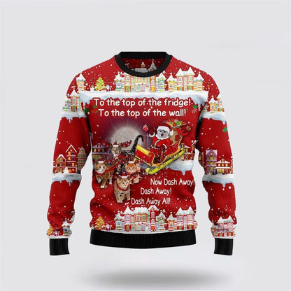Pet Cat Sweater, Cat Sleigh Christmas Ugly Christmas Sweater, Gift For Cat Love, Cat Crewneck Sweater, Winter Fashion