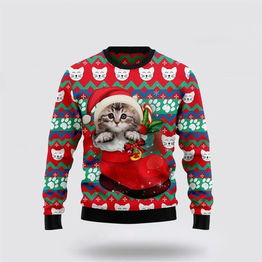 Pet Cat Sweater, Cat Socks Ugly Christmas Sweater, Gift For Cat Love, Cat Crewneck Sweater, Winter Fashion