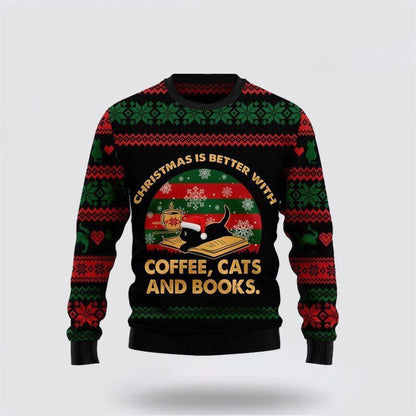 Pet Cat Sweater, Cat Sweater Christmas Better With Black Cat Ugly Christmas Sweater, Gift For Cat Love, Cat Crewneck Sweater, Winter Fashion