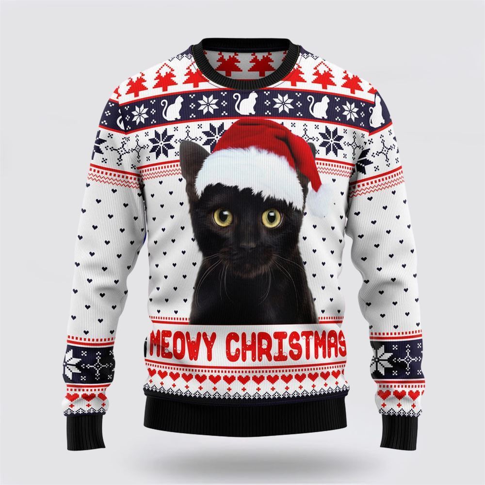 Pet Cat Sweater, Cat Ugly Christmas Sweater, Gift For Cat Love, Cat Crewneck Sweater, Winter Fashion