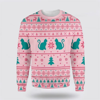 Pet Cat Sweater, Cats Love Christmas Ugly Christmas Sweater, Gift For Cat Love, Cat Crewneck Sweater, Winter Fashion