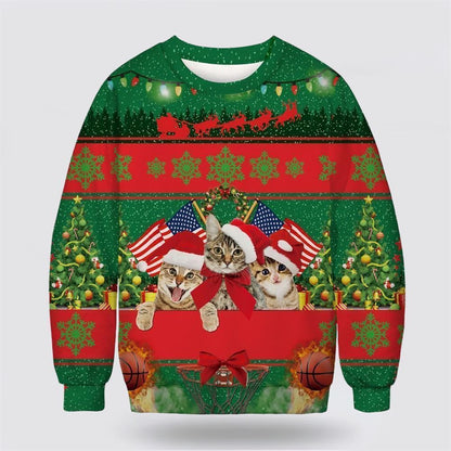 Pet Cat Sweater, Funny Cat Ugly Christmas Sweater, Gift For Cat Love, Cat Crewneck Sweater, Winter Fashion
