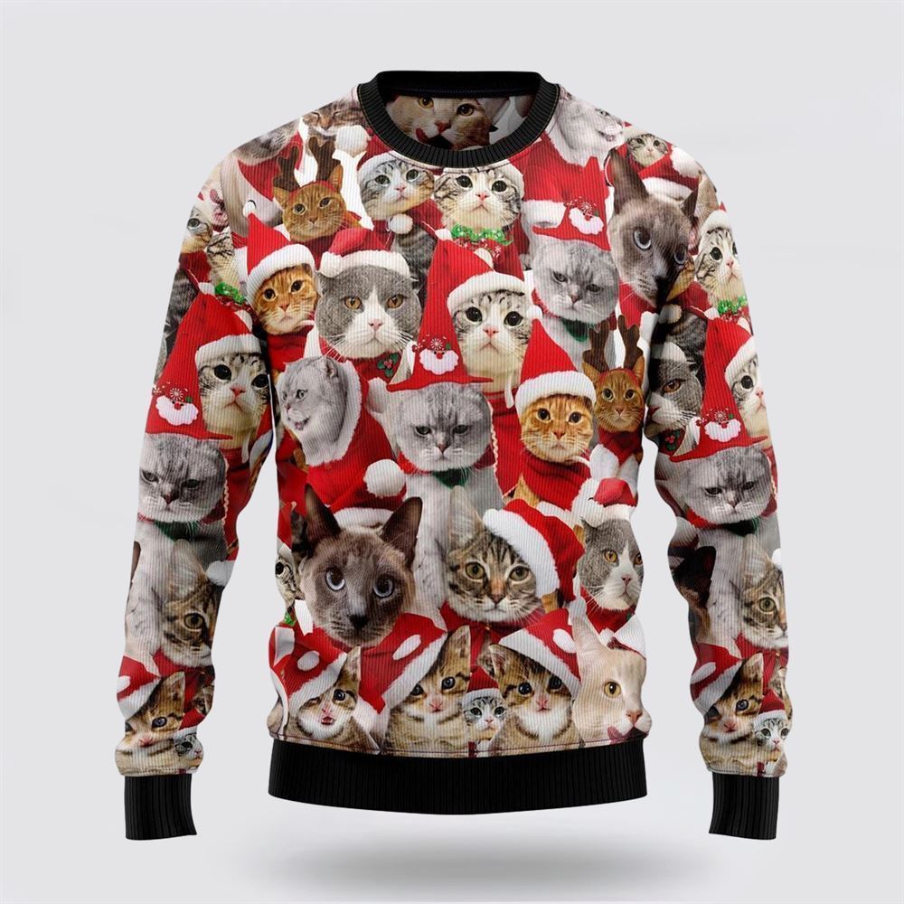 Pet Cat Sweater, Lovely Cats Ugly Christmas Sweater, Gift For Cat Love, Cat Crewneck Sweater, Winter Fashion