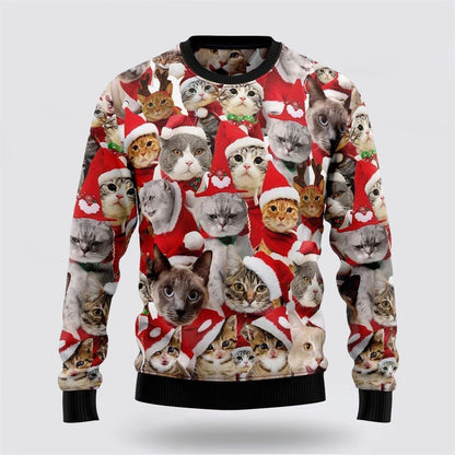 Pet Cat Sweater, Lovely Cats Ugly Christmas Sweater, Gift For Cat Love, Cat Crewneck Sweater, Winter Fashion