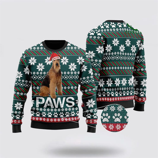 Pet Dog Sweater, Airedale Terrier Santa PrintedUgly Christmas Sweater, Gift For Dog Love, Winter Fashion