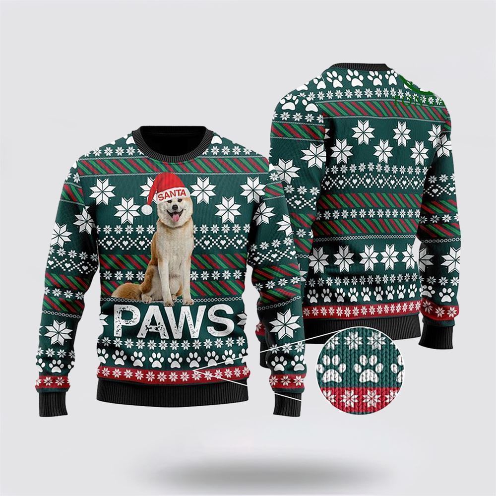 Pet Dog Sweater, Akita Santa PrintedUgly Christmas Sweater, Gift For Dog Love, Winter Fashion
