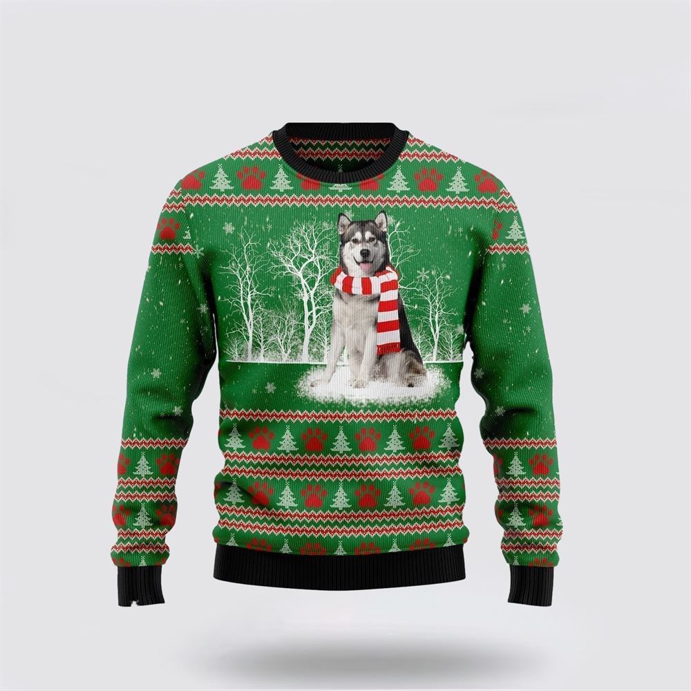 Pet Dog Sweater, Alaskan Malamute Winter TreeUgly Christmas Sweater, Gift For Dog Love, Winter Fashion