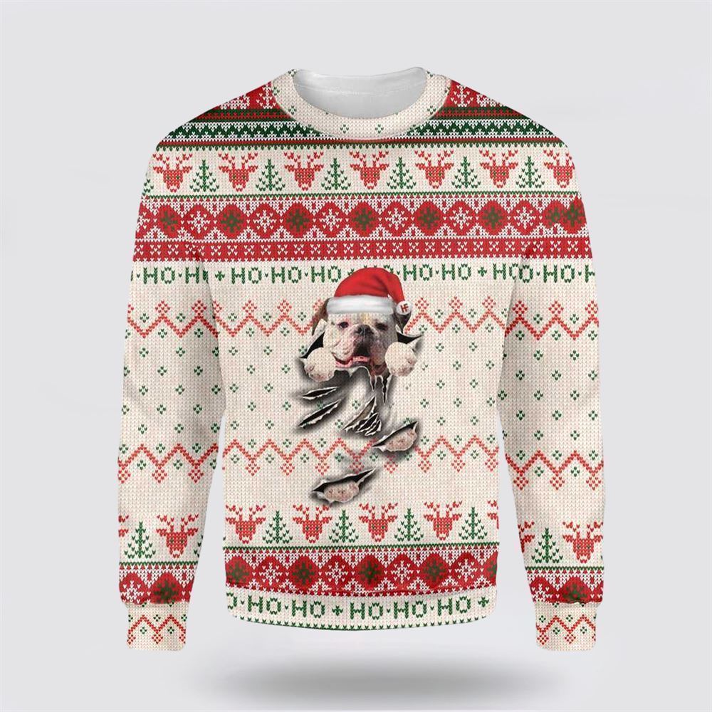 Pet Dog Sweater, American Bulldog ScratchUgly Christmas Sweater, Gift For Dog Love, Winter Fashion