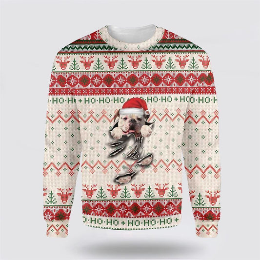 Pet Dog Sweater, American Bulldog ScratchUgly Christmas Sweater, Gift For Dog Love, Winter Fashion