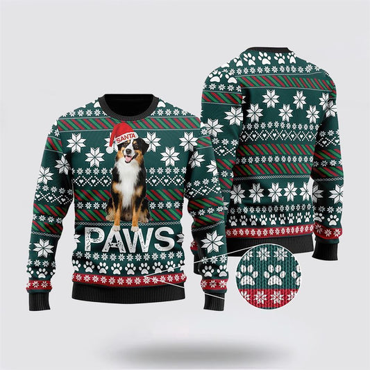 Pet Dog Sweater, Australian Shepherd Santa PrintedUgly Christmas Sweater, Gift For Dog Love, Winter Fashion