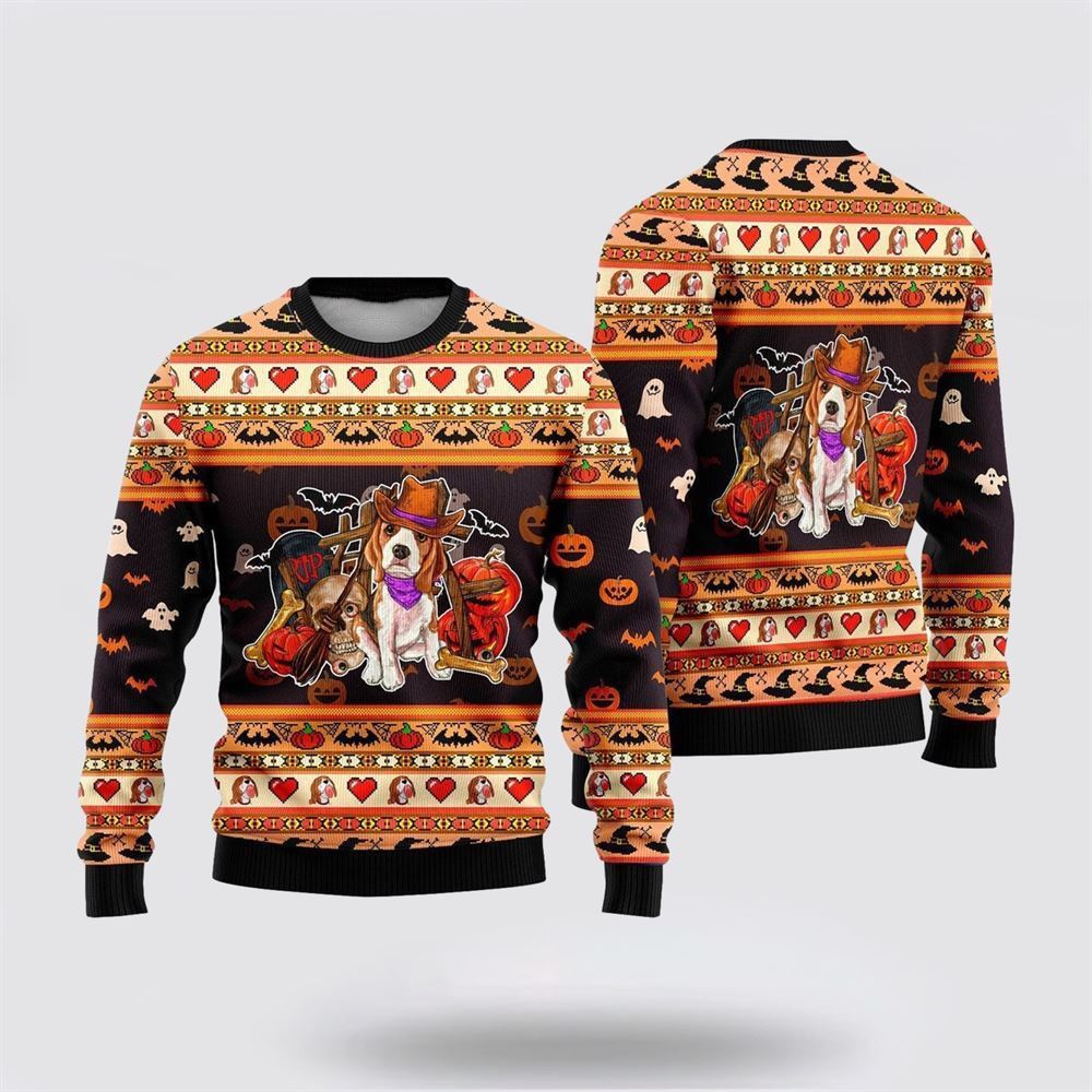 Pet Dog Sweater, Beagle Dog HalloweenUgly Christmas Sweater, Gift For Dog Love, Winter Fashion