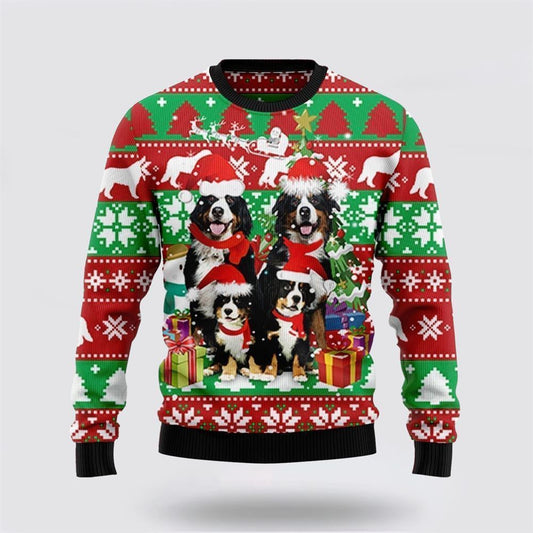 Pet Dog Sweater, Bernese Mountain Dog FamilyUgly Christmas Sweater, Gift For Dog Love, Winter Fashion