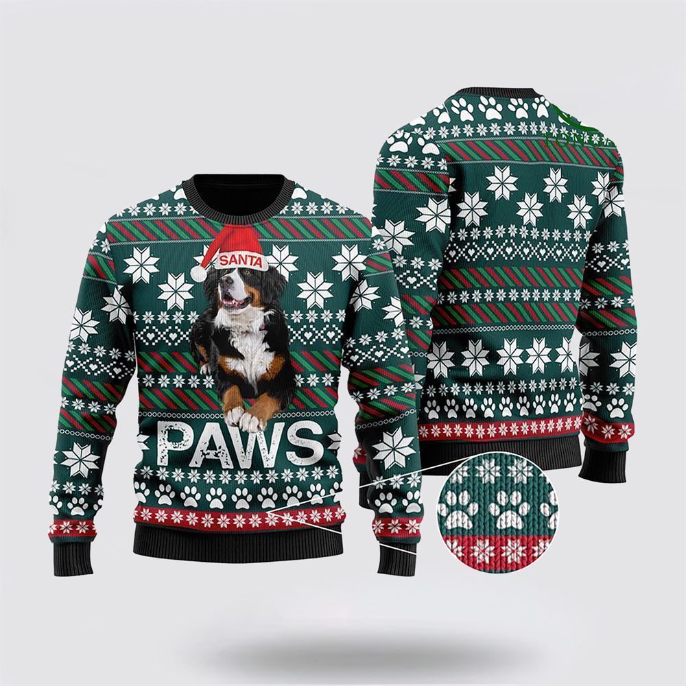 Pet Dog Sweater, Bernese Mountain Dog Santa PrintedUgly Christmas Sweater, Gift For Dog Love, Winter Fashion