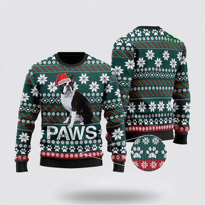 Pet Dog Sweater, Boston Terrier Santa PrintedUgly Christmas Sweater, Gift For Dog Love, Winter Fashion