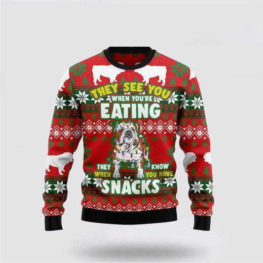 Pet Dog Sweater, Bulldog SnacksUgly Christmas Sweater, Gift For Dog Love, Winter Fashion