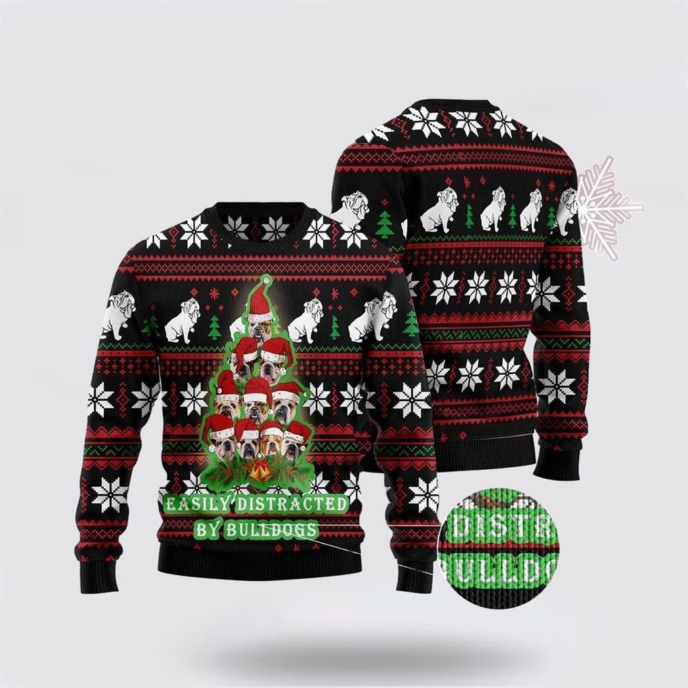 Pet Dog Sweater, Bulldogs Tree 3DUgly Christmas Sweater, Gift For Dog Love, Winter Fashion
