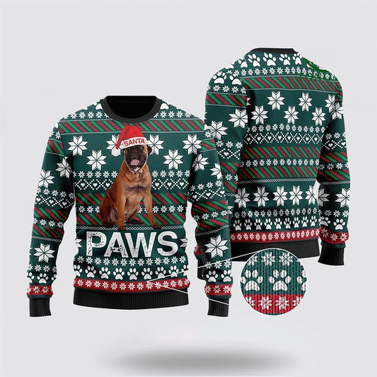 Pet Dog Sweater, Bullmastiff Santa PrintedUgly Christmas Sweater, Gift For Dog Love, Winter Fashion
