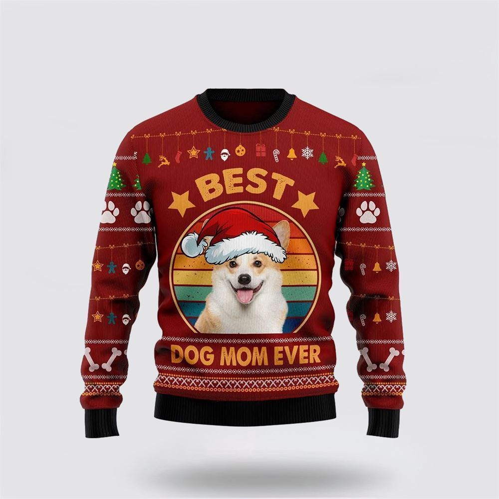Pet Dog Sweater, Cardigan Welsh Corgi Best Dog Mom EverUgly Christmas Sweater, Gift For Dog Love, Winter Fashion