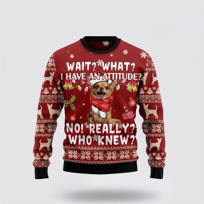 Pet Dog Sweater, Chihuahua Dog AttitudeUgly Christmas Sweater, Gift For Dog Love, Winter Fashion