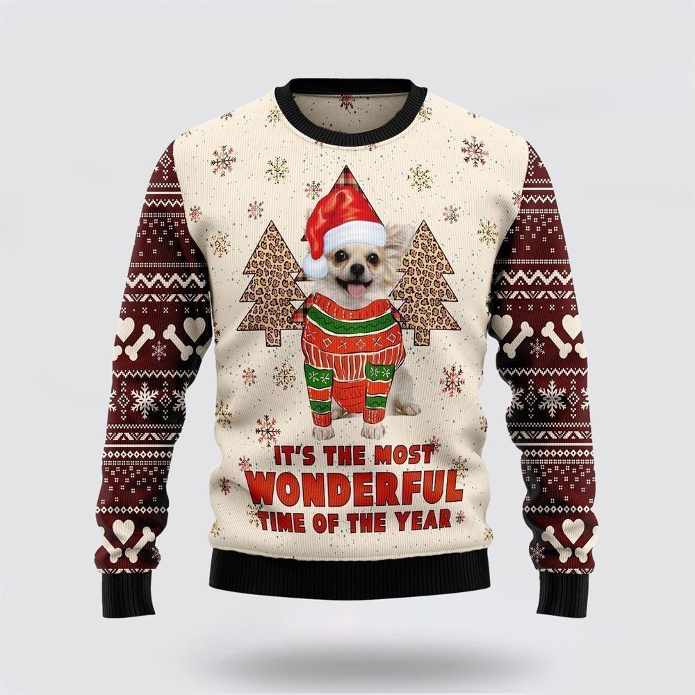 Pet Dog Sweater, Chihuahua The Most Beautiful TimeUgly Christmas Sweater, Gift For Dog Love, Winter Fashion